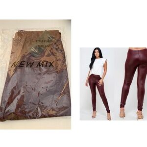 Brown Faux Leather Leggings Fits Small To Medium BNWT